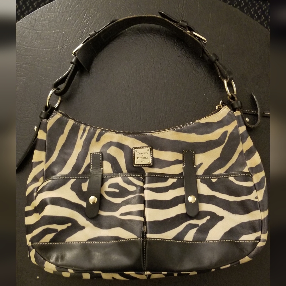 Dooney & Bourke Black and Cream Zebra Shoulder Bag